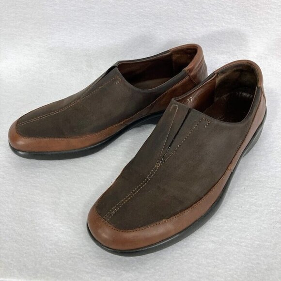 🔥 3/$15 🔥 Stonefly Climacontrol Two Tone Leather Slip On Loafer 6.5 Brown - Picture 3 of 10